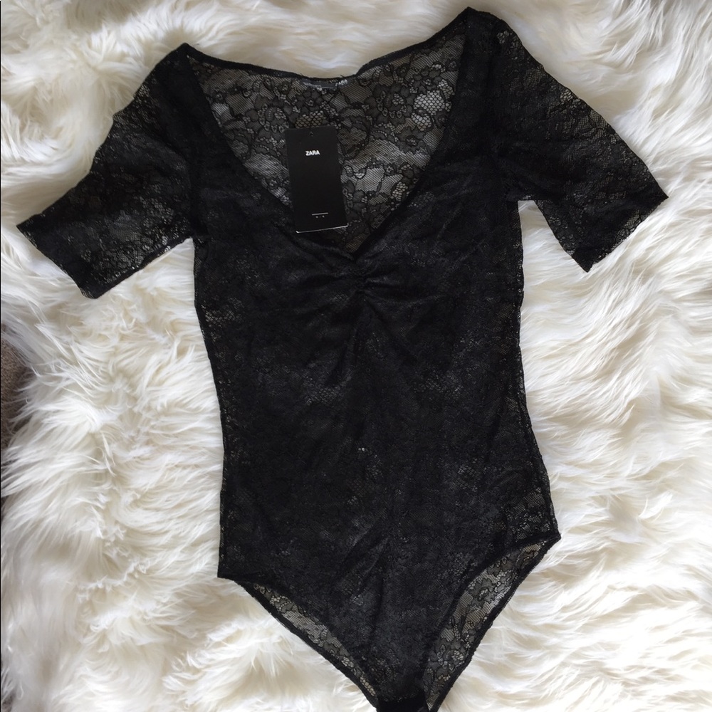 Zara sheer lace bodysuit gorgeous NWT Sz Small